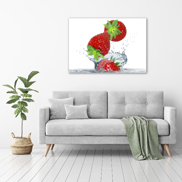 Impresión en cristal con acabado brillante horizontal Fresas cayendo