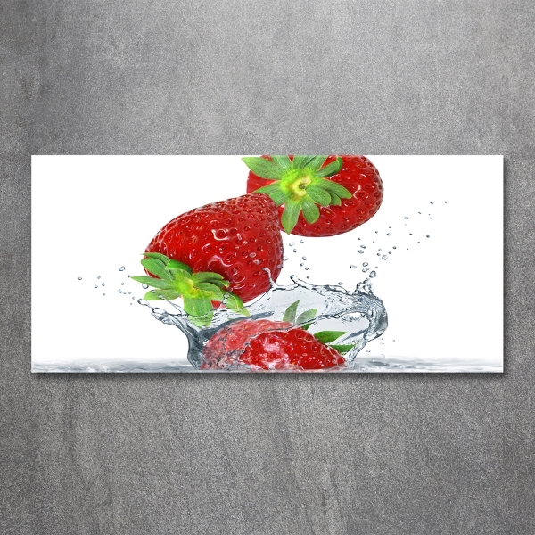 Impresión en cristal con acabado brillante horizontal Fresas cayendo