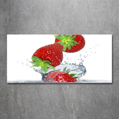 Impresión en cristal con acabado brillante horizontal Fresas cayendo