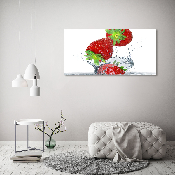Impresión en cristal con acabado brillante horizontal Fresas cayendo