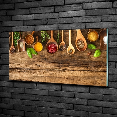 Cuadro decorativo de vidrio para salón horizontal Especias de madera