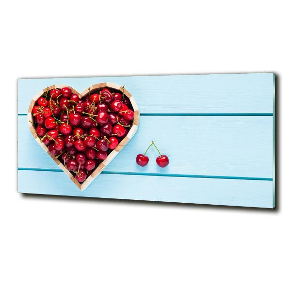 Foto en cristal de alta calidad con impresión uv horizontal Corazón de cereza