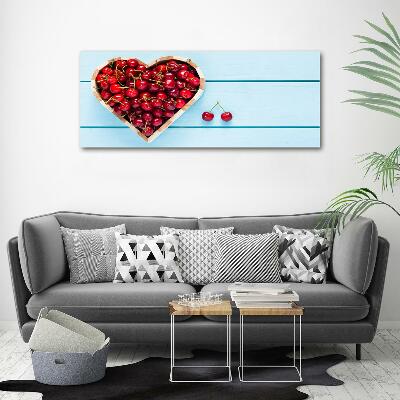 Foto en cristal de alta calidad con impresión uv horizontal Corazón de cereza