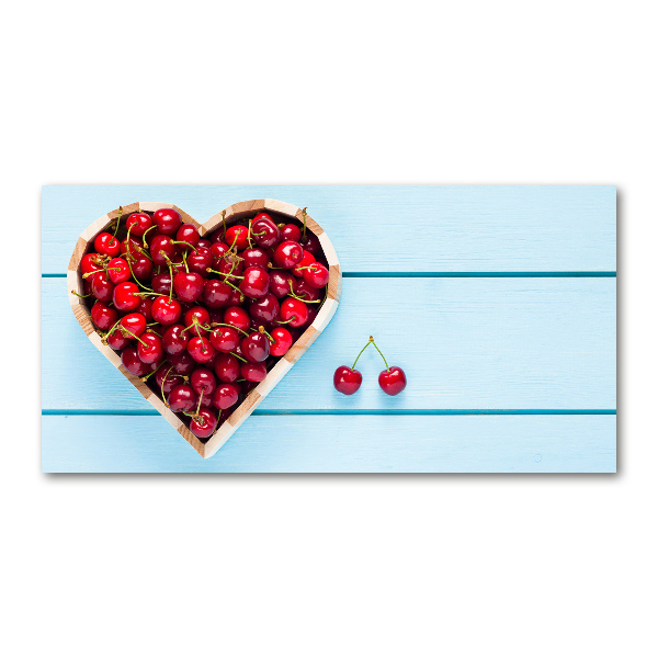 Foto en cristal de alta calidad con impresión uv horizontal Corazón de cereza