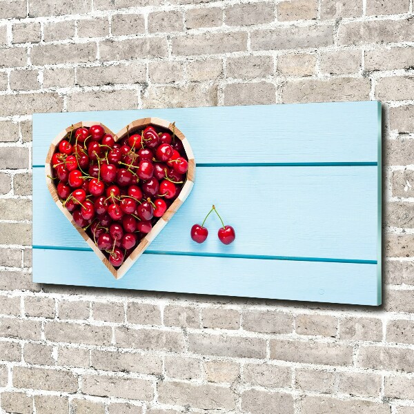 Foto en cristal de alta calidad con impresión uv horizontal Corazón de cereza