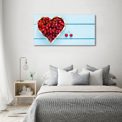Foto en cristal de alta calidad con impresión uv horizontal Corazón de cereza