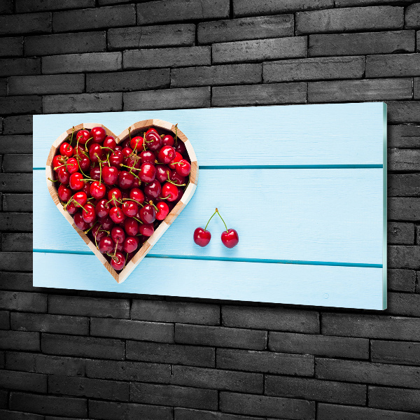 Foto en cristal de alta calidad con impresión uv horizontal Corazón de cereza