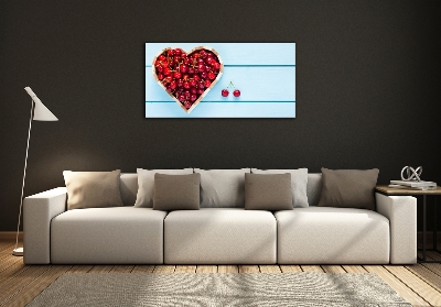 Foto en cristal de alta calidad con impresión uv horizontal Corazón de cereza
