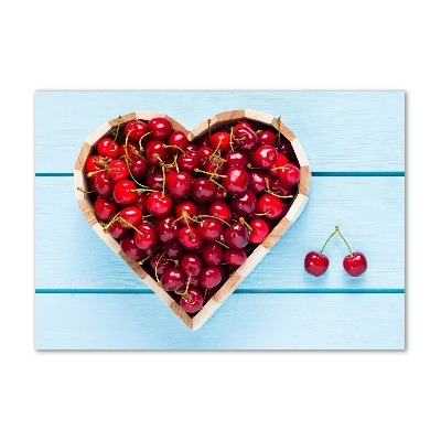 Foto en cristal de alta calidad con impresión uv horizontal Corazón de cereza