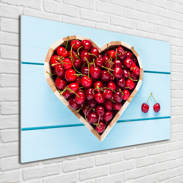 Foto en cristal de alta calidad con impresión uv horizontal Corazón de cereza