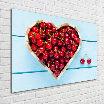 Foto en cristal de alta calidad con impresión uv horizontal Corazón de cereza