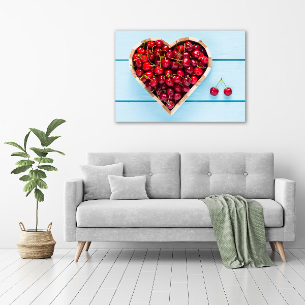 Foto en cristal de alta calidad con impresión uv horizontal Corazón de cereza