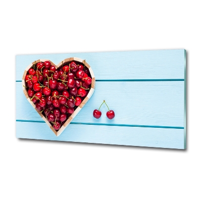 Foto en cristal de alta calidad con impresión uv horizontal Corazón de cereza
