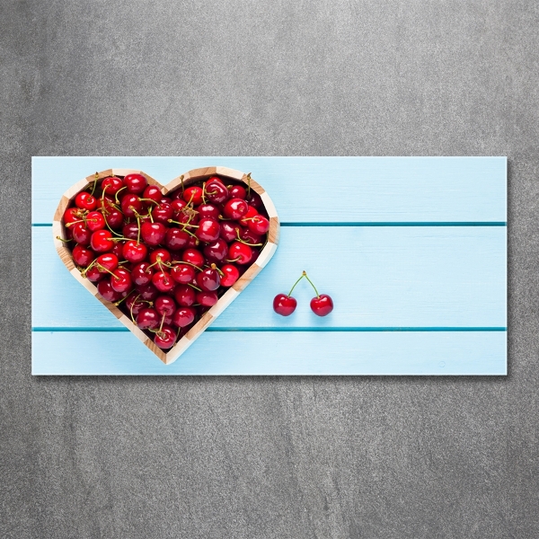 Foto en cristal de alta calidad con impresión uv horizontal Corazón de cereza