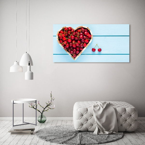 Foto en cristal de alta calidad con impresión uv horizontal Corazón de cereza