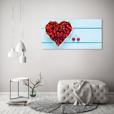 Foto en cristal de alta calidad con impresión uv horizontal Corazón de cereza