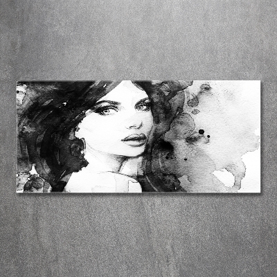Impresión en cristal con acabado brillante horizontal Retrato de mujer