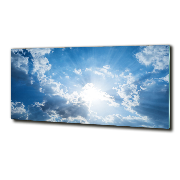 Cuadro decorativo de vidrio para salón horizontal Nubes en el cielo