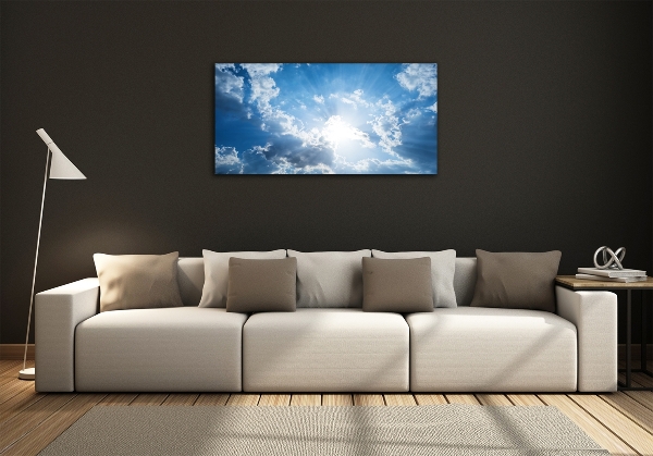 Cuadro decorativo de vidrio para salón horizontal Nubes en el cielo