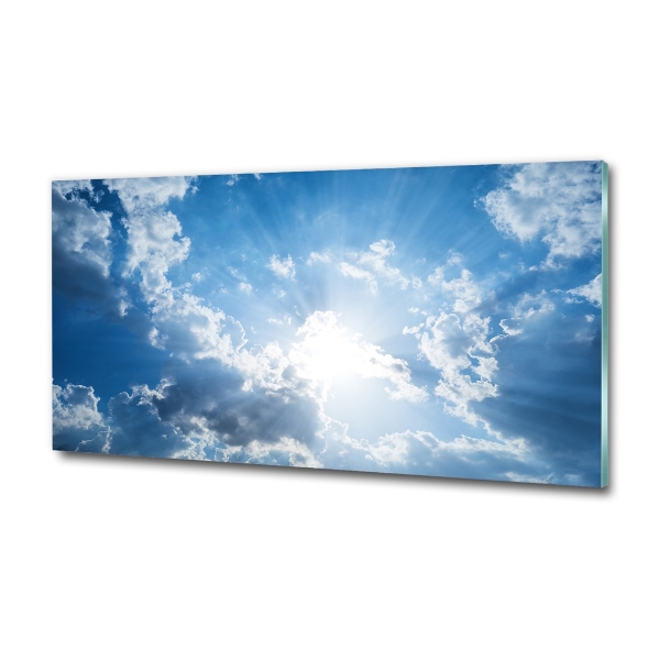 Cuadro decorativo de vidrio para salón horizontal Nubes en el cielo