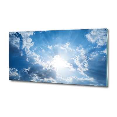 Cuadro decorativo de vidrio para salón horizontal Nubes en el cielo