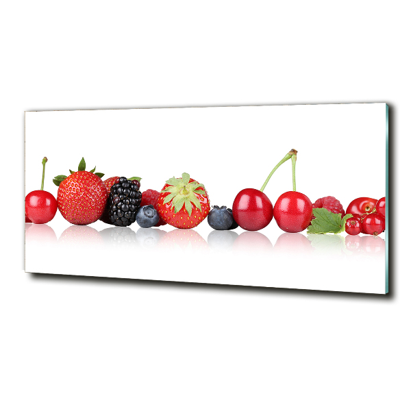Cuadro decorativo de vidrio para salón horizontal Frutas en fila