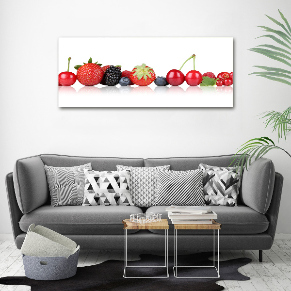Cuadro decorativo de vidrio para salón horizontal Frutas en fila