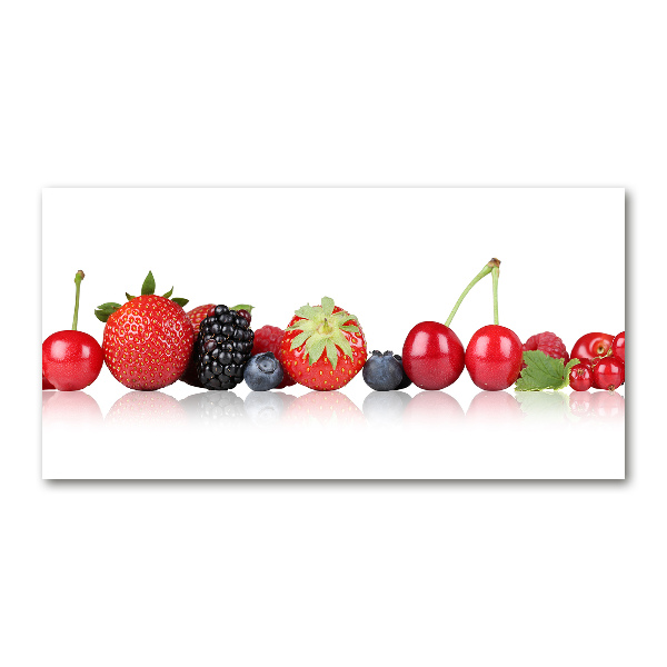 Cuadro decorativo de vidrio para salón horizontal Frutas en fila