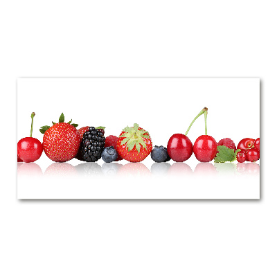 Cuadro decorativo de vidrio para salón horizontal Frutas en fila