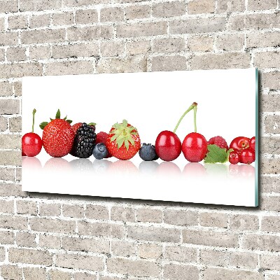 Cuadro decorativo de vidrio para salón horizontal Frutas en fila