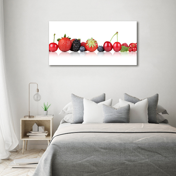 Cuadro decorativo de vidrio para salón horizontal Frutas en fila