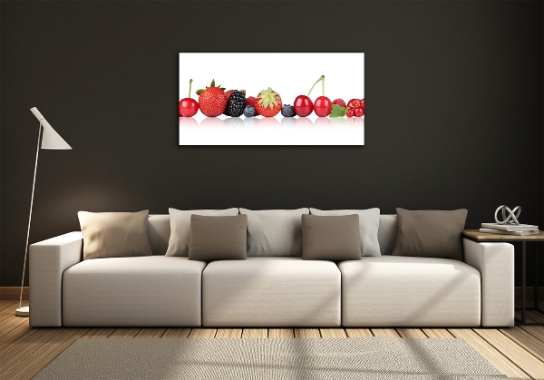 Cuadro decorativo de vidrio para salón horizontal Frutas en fila