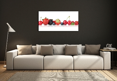 Cuadro decorativo de vidrio para salón horizontal Frutas en fila