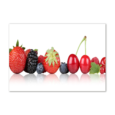 Cuadro decorativo de vidrio para salón horizontal Frutas en fila