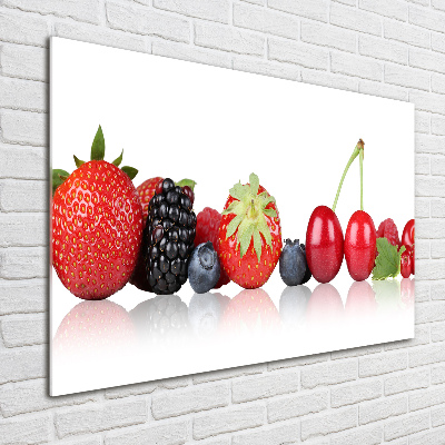 Cuadro decorativo de vidrio para salón horizontal Frutas en fila