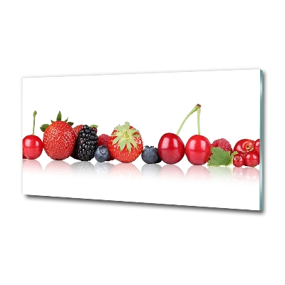 Cuadro decorativo de vidrio para salón horizontal Frutas en fila