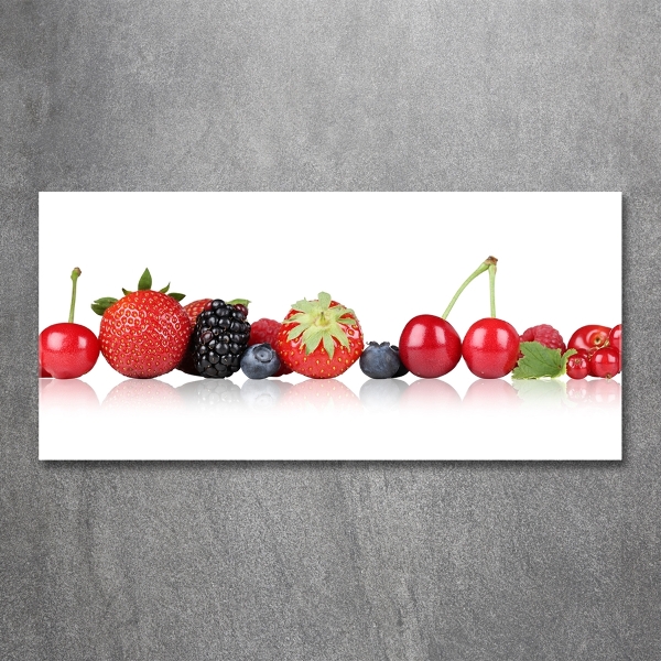 Cuadro decorativo de vidrio para salón horizontal Frutas en fila