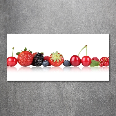 Cuadro decorativo de vidrio para salón horizontal Frutas en fila