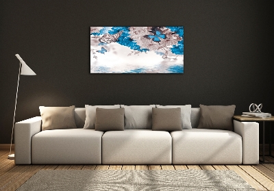 Foto en cristal de alta calidad con impresión uv horizontal Flores y mariposas