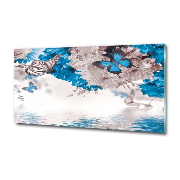 Foto en cristal de alta calidad con impresión uv horizontal Flores y mariposas