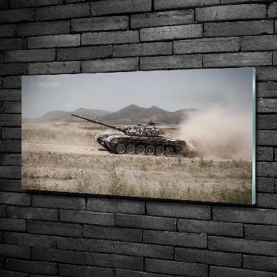 Cuadro de cristal templado moderno horizontal Tanque en el desierto