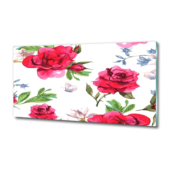 Impresión en cristal con acabado brillante horizontal rosas rojas