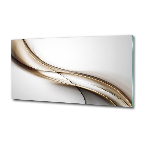 Cuadro de cristal templado moderno horizontal Ola marrón