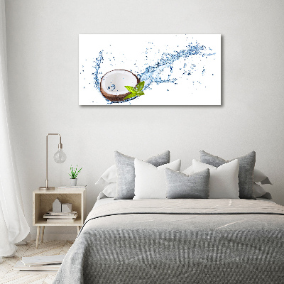 Cuadro de cristal templado moderno horizontal Coco y agua