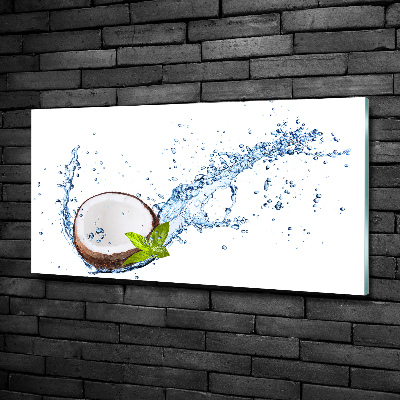 Cuadro de cristal templado moderno horizontal Coco y agua