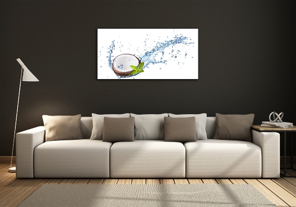 Cuadro de cristal templado moderno horizontal Coco y agua