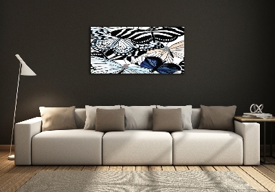 Foto en cristal de alta calidad con impresión uv horizontal Mariposas y flores