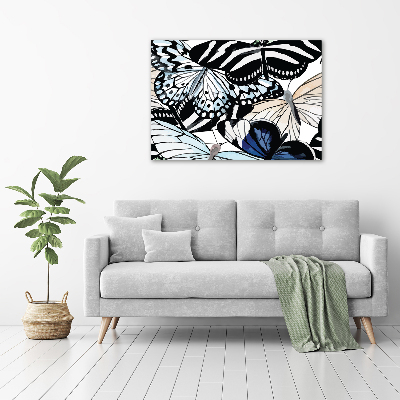 Foto en cristal de alta calidad con impresión uv horizontal Mariposas y flores