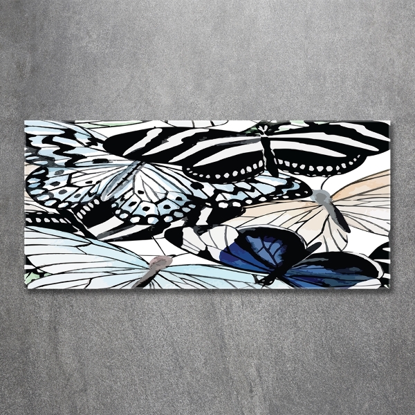 Foto en cristal de alta calidad con impresión uv horizontal Mariposas y flores