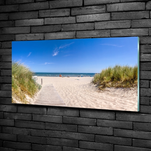 Cuadro decorativo de vidrio para salón horizontal Dunas costeras